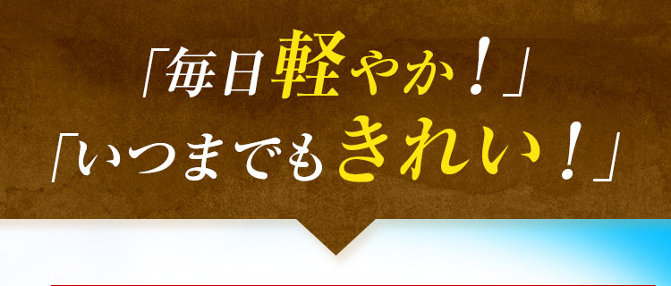 「毎日軽やか！」「いつまでもきれい！」