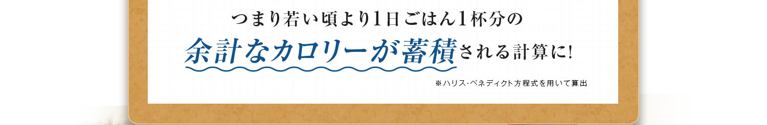 つまり若い頃より1日ごはん1杯分の余計なカロリーが蓄積される計算に!