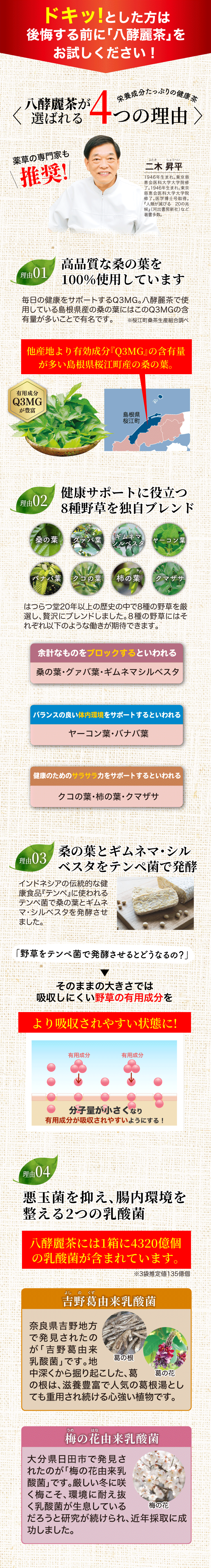 公式】8種の茶葉とテンペ菌で健康な毎日をサポート｜八酵麗茶