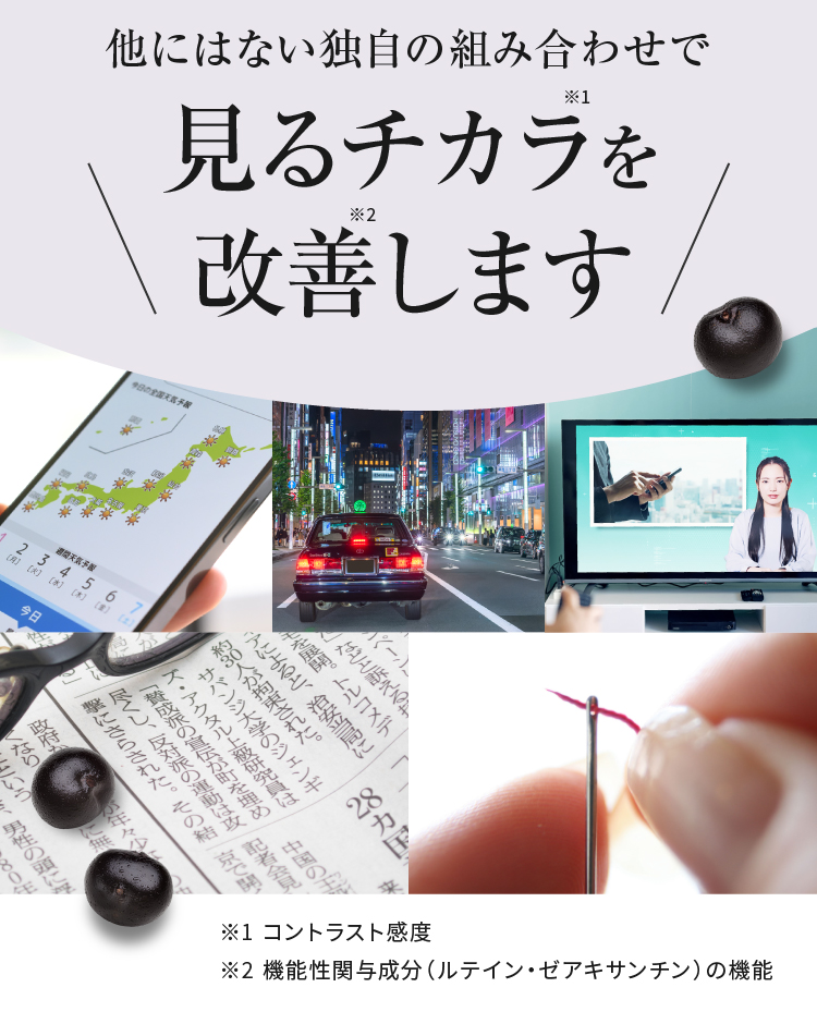 他にはない独自の組み合わせで見るチカラを改善します