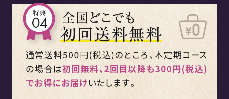 特典04 全国どこでも初回送料無料